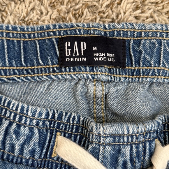 Gap Cargo Jean Pants High Waist Wide Leg Blue Size Medium - Picture 4 of 9